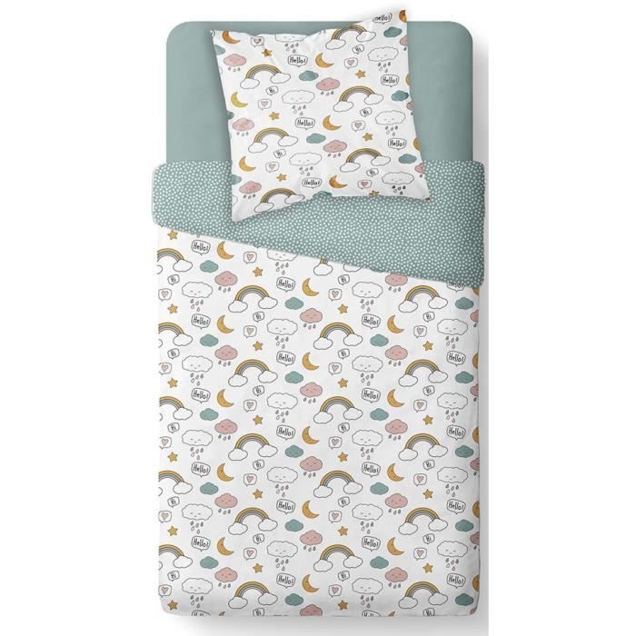 TODAY Kids First 1.15 Children's bed set - 1 person - Duvet cover 140 x 200 and 1 pillowcase 63 x 63 cm - White print