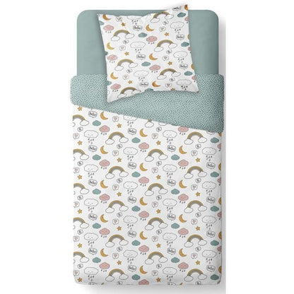 TODAY Kids First 1.15 Children's bed set - 1 person - Duvet cover 140 x 200 and 1 pillowcase 63 x 63 cm - White print