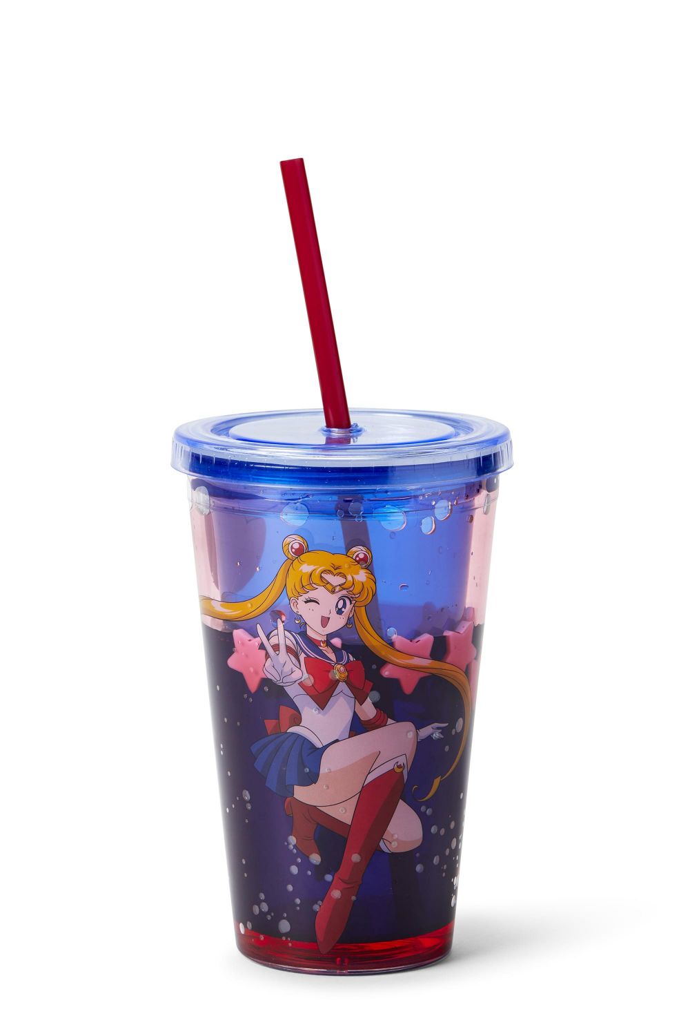 Sailor Moon Confetti Plastic Tumbler Cup With Lid & Straw | Holds 16 Ounces