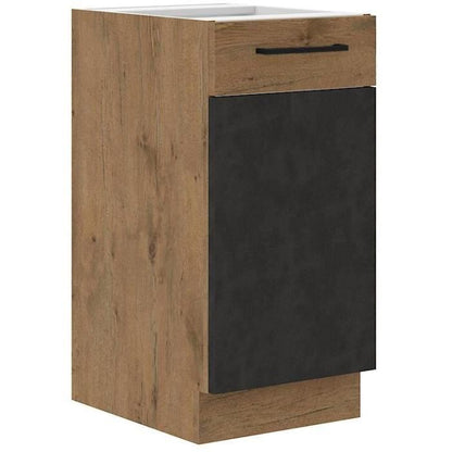 ROCK base unit - Melamine with lancelot oak and matera gray decor - 1 door - L40 x H82 cm