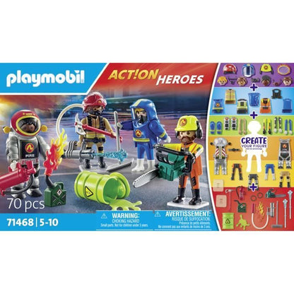 PLAYMOBIL 71468 My figures: risky jobs - with four characters from the field of firefighters - Firefighters - Ages 5 and up