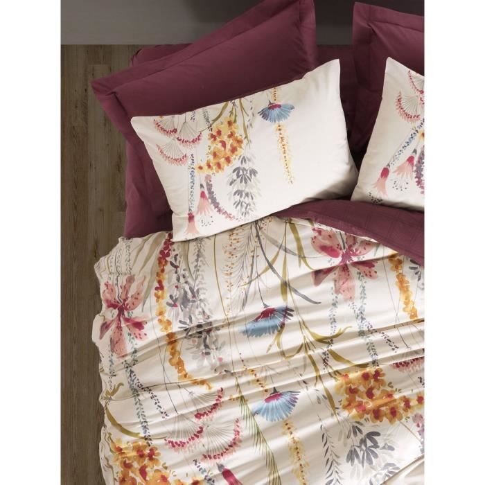 Bedding set - 1 duvet cover 220 x 240 cm + 2 pillowcases 60 x 60 cm - 100% cotton - Red