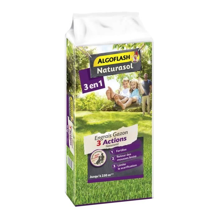 Algoflash Naturasol Gazon fertilizer AG3BIO250 3 Naturanid shares - 10 kg
