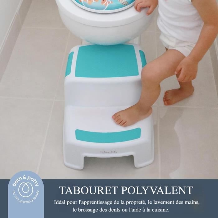 Step stool - DREAMBABY - 2 UP - Non-slip and textured - Up to 80 kg for children and adults - Aqua