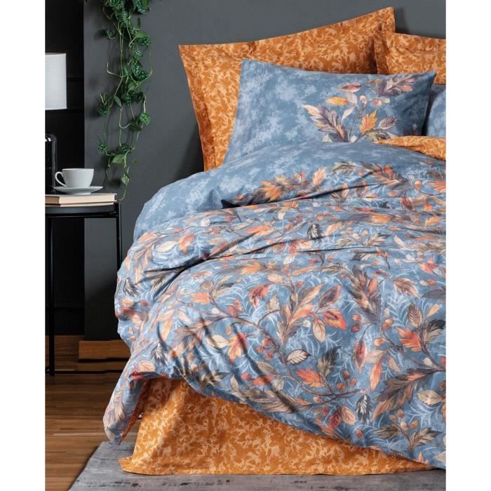 Bedding set - 1 duvet cover 220 x 240 cm + 2 pillowcases 60 x 60 cm - 100% cotton - Mustard