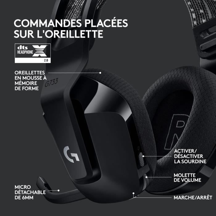 Gaming Headphones - Wireless - LOGITECH G - G733 LIGHTSPEED - Black