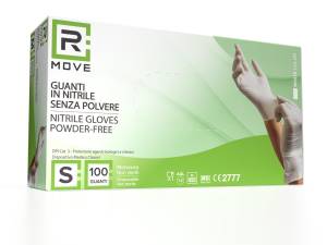 RMove 1Conf. da 100pz Tg.S - Guanti Nitrile Bianco Uso Medico Senza Polvere