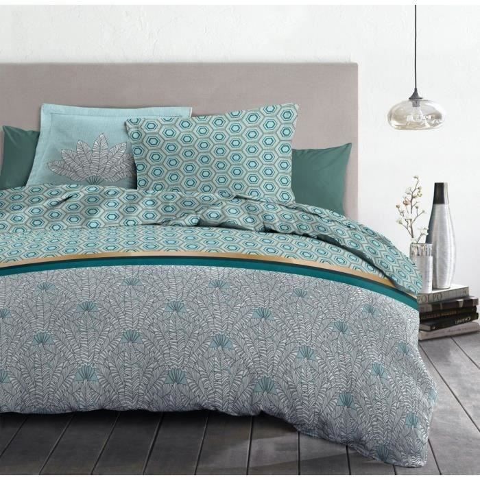 Duvet set 140x200 cm HOME LINGE PASSION LOUXOR: Duvet cover + 1 pillowcase - 100% Cotton 57 thread count - Emerald green