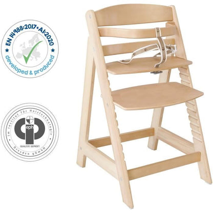 Sit Up III Wooden High Chair - ROBA - Height Adjustable - Natural