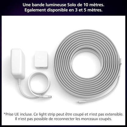 Philips Hue 10m LED strip with color and brightness control.