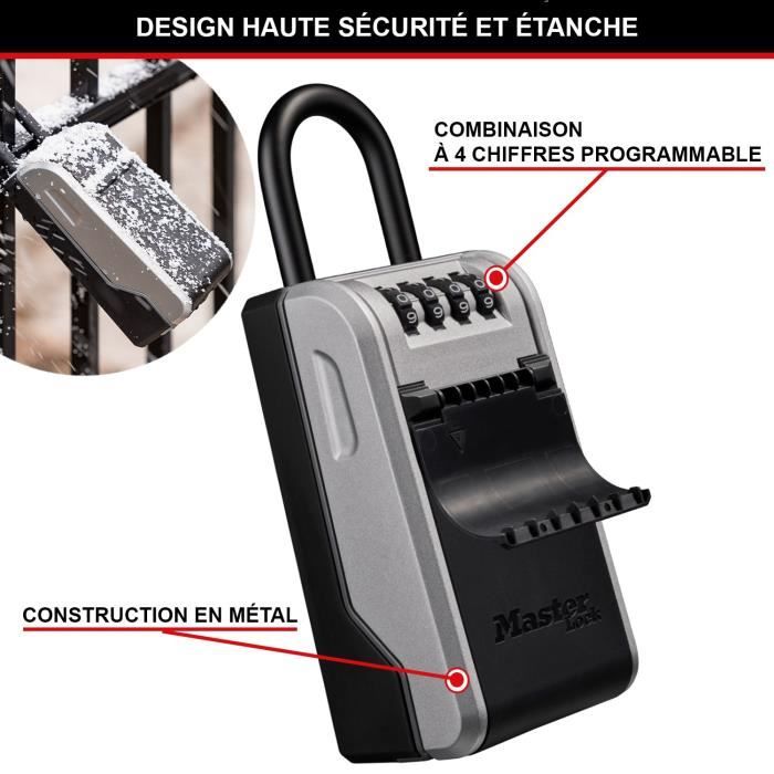 MASTER LOCK - Exterior key box with flexible handle - New design - Large Capacity - High Security - 19.6 x 7.6 x 5.6 cm