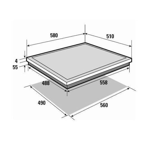 Brandt induction table - 3 zones - 4600W - Glass spell - Black - L58 x D51 cm - BPI6310B