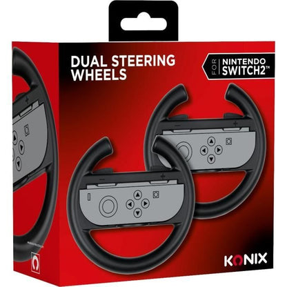 Pair of steering wheels - KONIX - For Nintendo Switch 2 Joy-Con controllers - Black