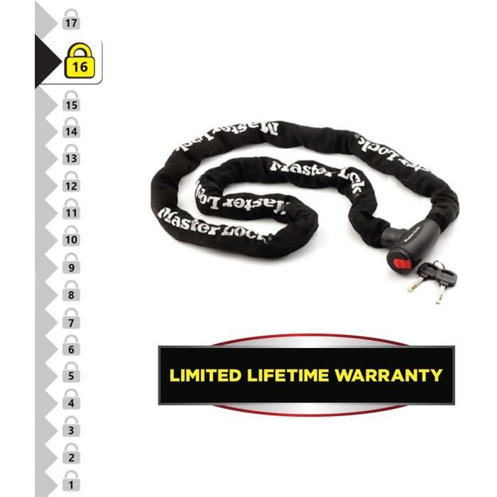MASTER LOCK Motorcycle Chain Lock - 2 m chain - Ideal for Motorcycles and Scooters