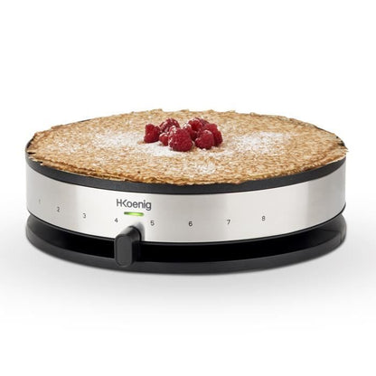 HKoeNIG KREP29 Crepiere 33cm - Temperature up to 230 ° C - 1300W - Non-stick coating - Heating indicator - Stainless steel band