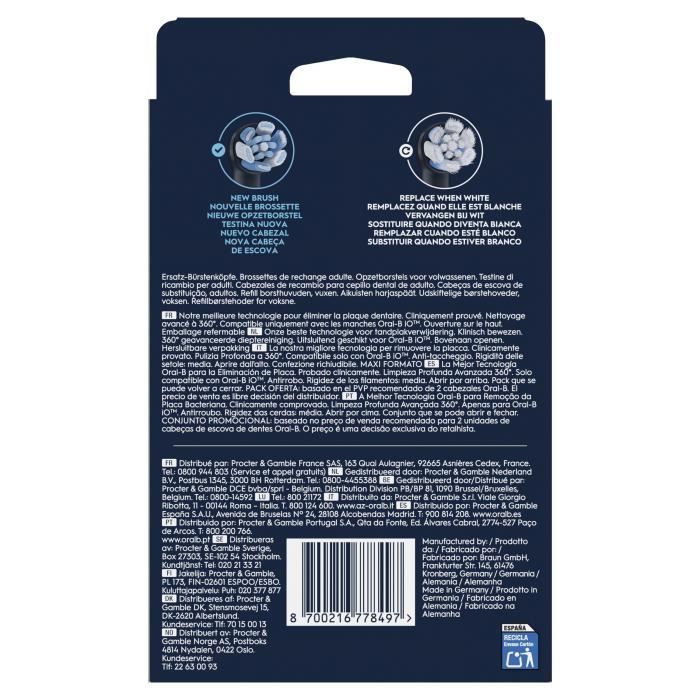 ORAL-B iO Refills Ultimate Clean Brush Head - 8 Pack - Black