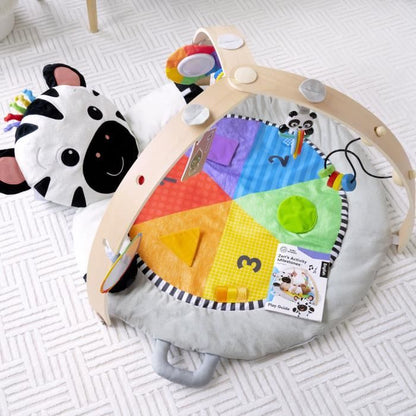 BABY EINSTEIN Zen's Activity Milestones play mat with wooden bar, multisensory toys, from birth