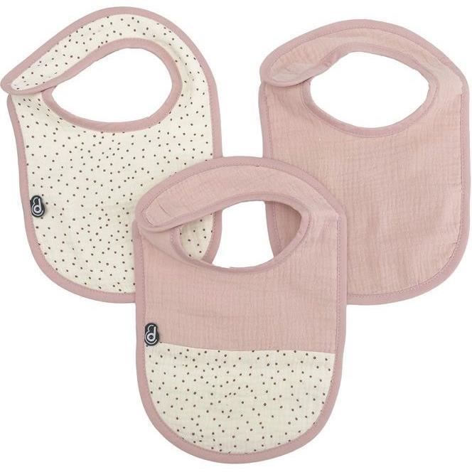 Pack of 3 bibs - DOMIVA - 6-12 months - Cotton gauze - Old pink