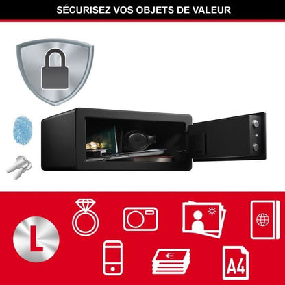 Master Lock LX110Beurhro Biometric safe to protect goods from values, black, 19.5 x 43 x 37 cm