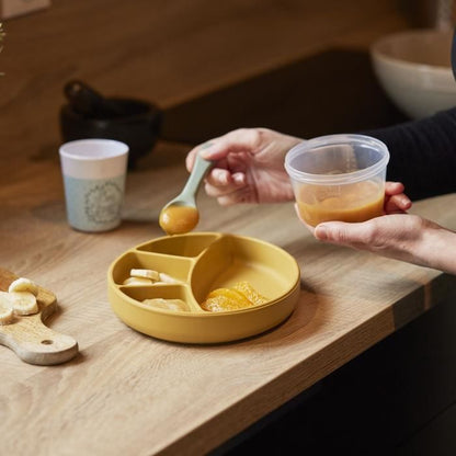 Suction plate - THERMOBABY - Silicone - Honey Yellow - Compartmentalized and non-slip