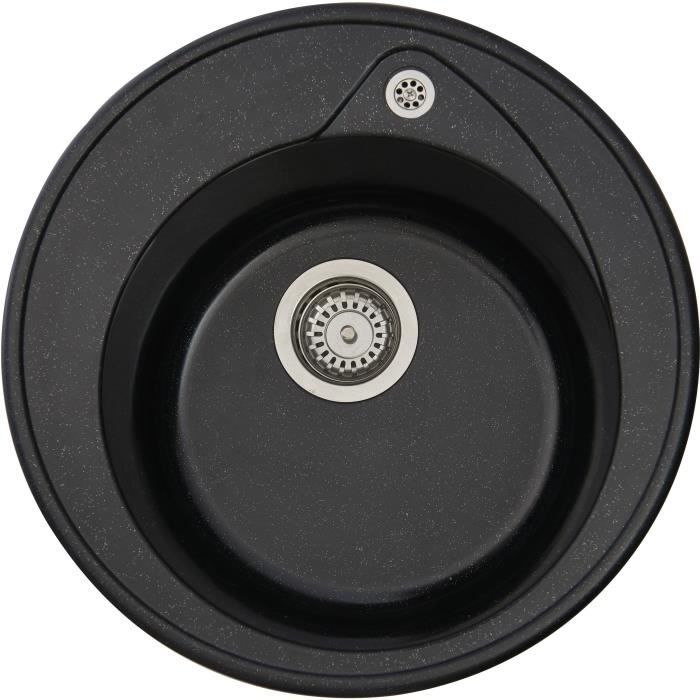 Stradour Sink To Built Ronda, in SMC Black Slope - 06, 1 Bac, Dim. Ø 49 cm, Manual emptying