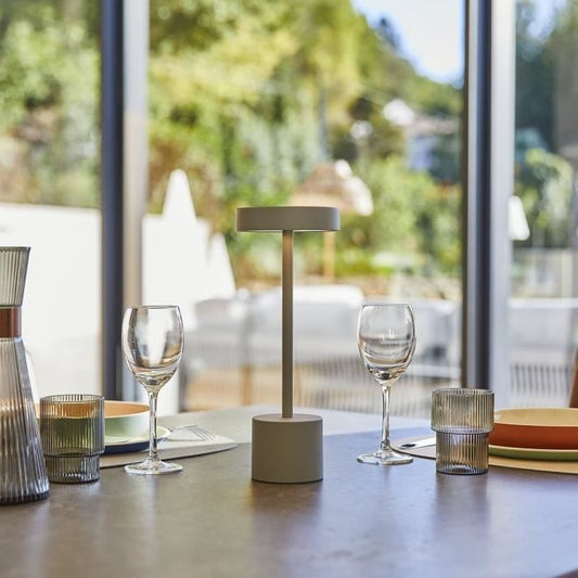 Cordless table lamp - LUMISKY - ROBY GREY - H30 cm - Touch in aluminum - Light gray - LED