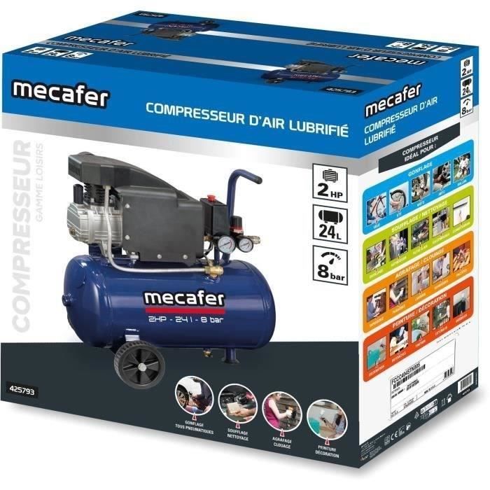 Compressor - MECAFER - 425793 - Blue - 24 L - 2HP - 8 bar
