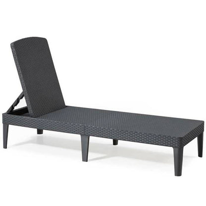 ALLIBERT JAIPUR sunlounger - 4 positions - Woven resin imitation - Graphite