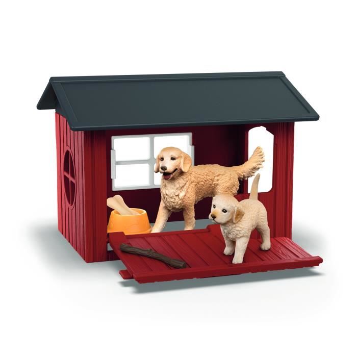 Golden Retriever Kennel Set, SCHLEICH 42722 Farm World, Ages 4 and up