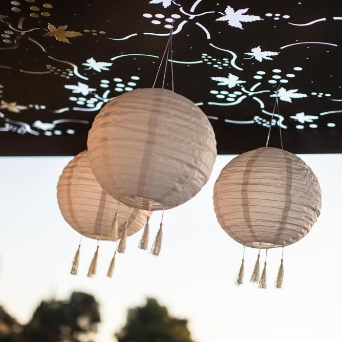 LED solar suspension - LUMISKY - HIMALAYA - Ø30cm - Beige, cream and festive wedding - Autonomy 8h