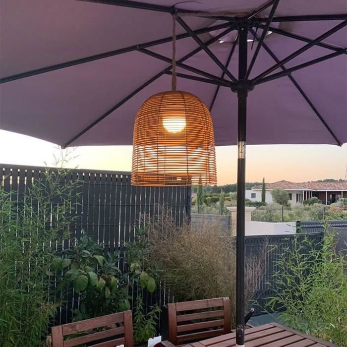 Nomad suspension - LUMISKY - HANG BOHEME - H35 cm - Polyrattan with rope - Warm white and dimmable white LED