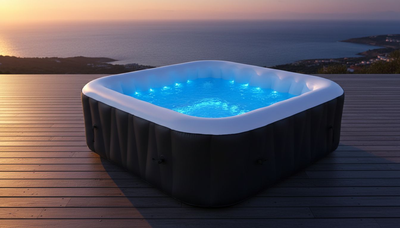 SUNSPA Laminated square inflatable spa 6 people with Led