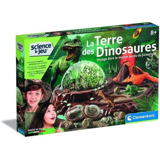 Clementoni - Science and play - The world of dinosaurs - Terrarium to create + 3 dinosaur figurines - Made in Italy