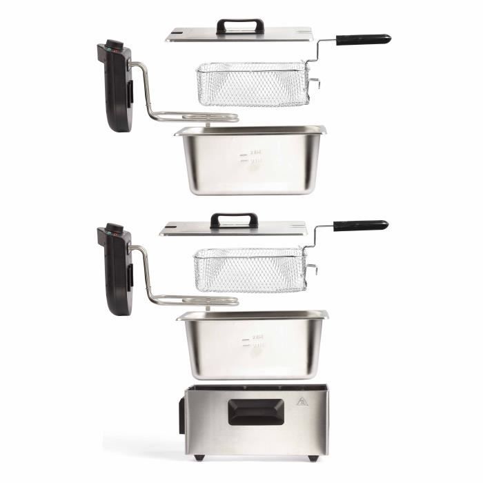 Livoo Doc217 Double fryer 2 x 3 l stainless steel 3300W - Black + gray