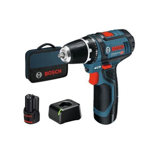 Bosch Professional drill GSR 12V-15 with 2 2Ah battery + charger + softbag