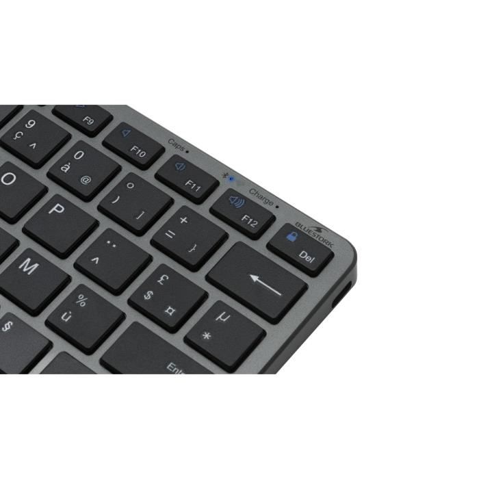 Wireless Keyboard - BLUESTORK - MINI R - Compact - Rechargeable - Grey/Black