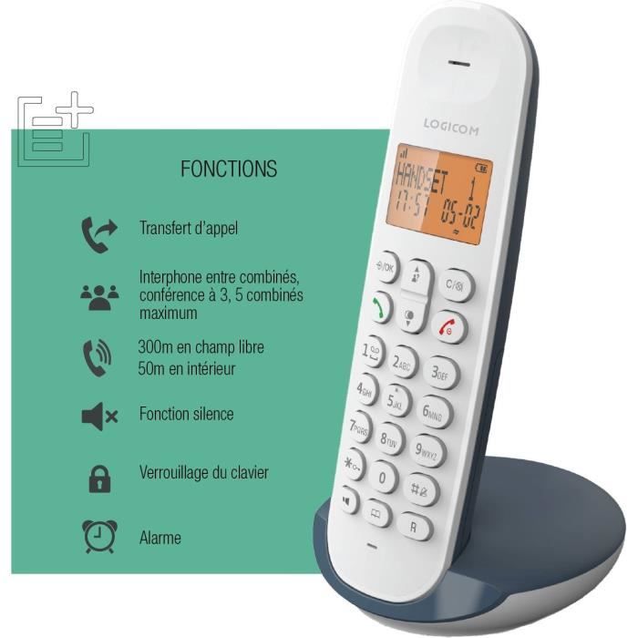 Cordless landline telephone - LOGICOM - DECT ILOA 150 SOLO - Slate - Without answering machine