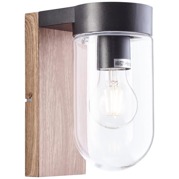 Brilliant - Cabar Outdoor wall light - Dark wood/black color - Metal/Glass E27 1x40w