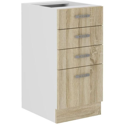 SARA low cabinet - 4 drawers - Sonoma oak decor - L40xD48xH82 cm - Worktop not included - Made in Poland