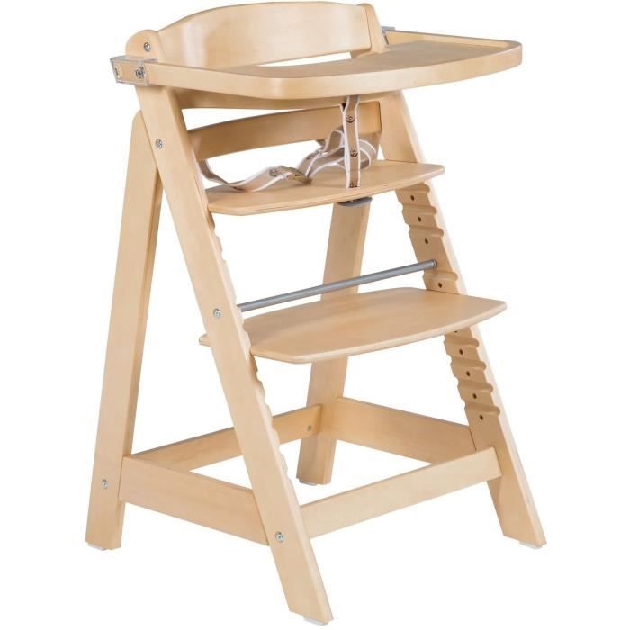 High chair - ROBA - SIT UP CLICK & FUN - Removable meal tray - Adjustable height - Up to 70 kg - Natural wood
