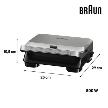 Grill - BRAUN - Sandwich Maker 5 SM5005 - 800 W - Stainless steel / Black