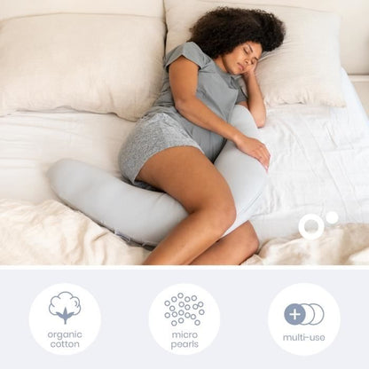 doomoo Twisty 2 in 1 Pregnancy & Nursing Pillow - Ultra Comfort - Ultra-fine Microbead Filling, Grey
