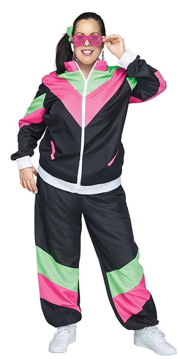 80's Track Suit Women's Costume, Plus Size 2X (22W/24W)