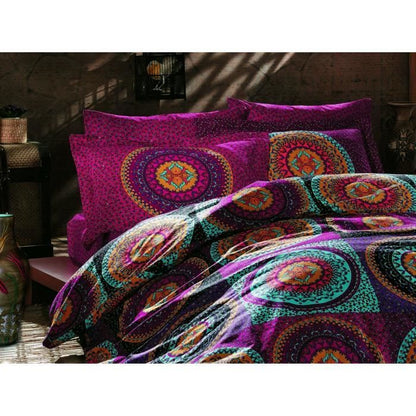 Bedding set - 1 duvet cover 220 x 240 cm + 2 pillowcases 60 x 60 cm - 100% cotton - Fuchsia