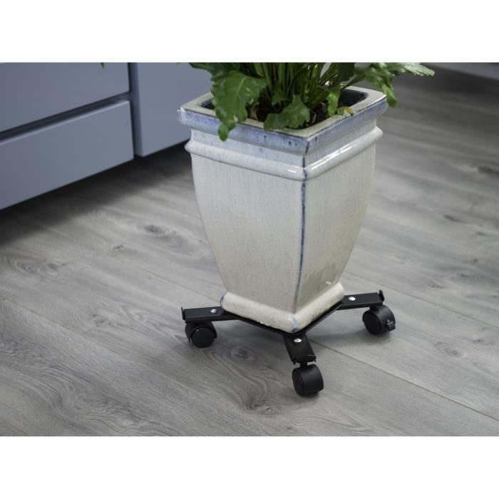 NATURE Roller shelf for extendable plants - Black metal - H6 x 34/51 x 34/51 cm