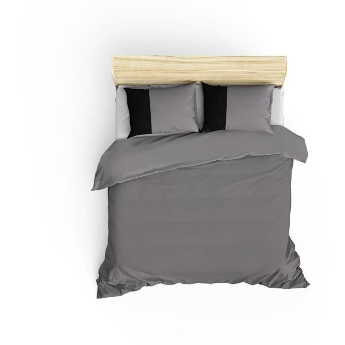 Bedding set - 1 duvet cover 220 x 240 cm + 2 pillowcases 60 x 60 cm - 100% cotton - Grey