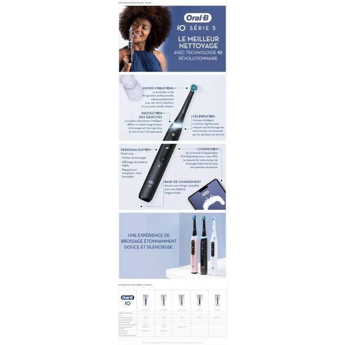 Oral-B iO 5 Pack of 2, Black and White Electric Toothbrushes, 2 Brush Heads