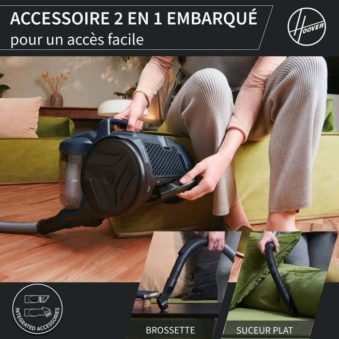Bagless cylinder vacuum cleaner - HOOVER - HP110HM - 700 W - 78 dBA - 2 L - Blue