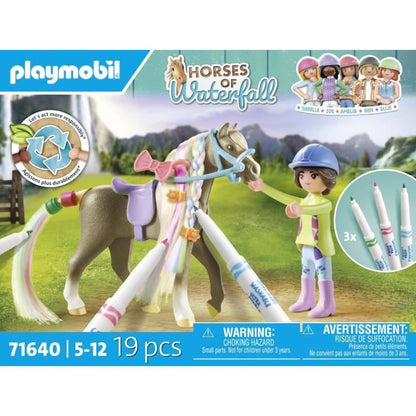 PLAYMOBIL 71640 Horsewoman with Horse Mane to Color, Horses of Waterfall, 19 Pieces Ages 5 and up