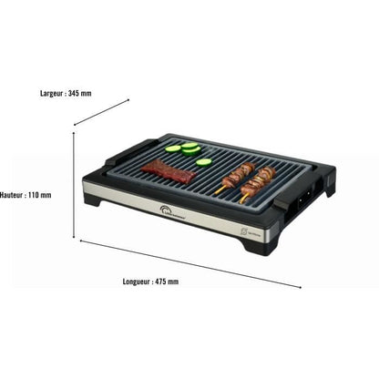 LITTLE BALANCE Electric Barbecue - Easy Nopifas - Cooking surface 38 x 25 cm - PFAS-free microceramic coating - 2000W